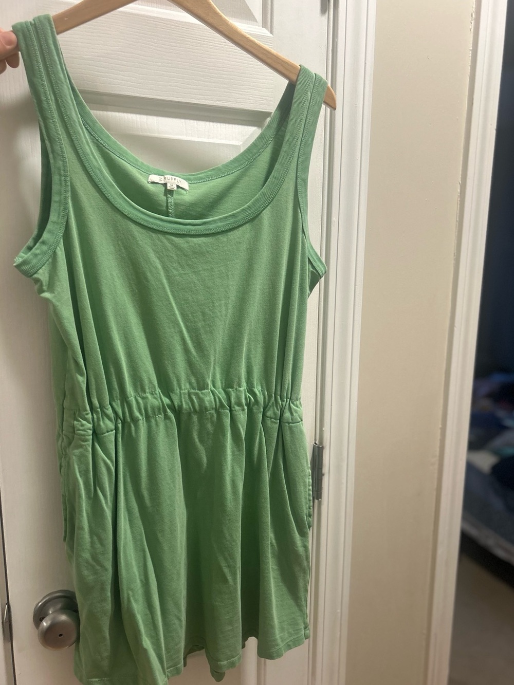 Z Supply Girls' Light Green Tank Dress with Gathered Waist